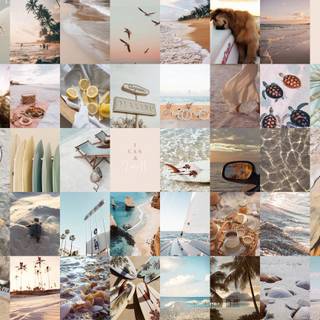 Summer beige collage wallpaper