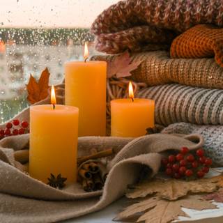 Autumn candle desktop wallpaper