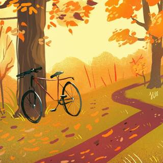 Cycling autumn wallpaper