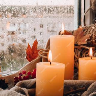 Autumn candle desktop wallpaper