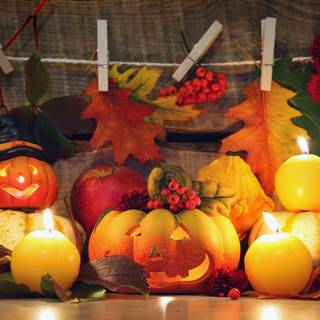 Autumn candle desktop wallpaper