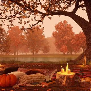 Autumn candle desktop wallpaper