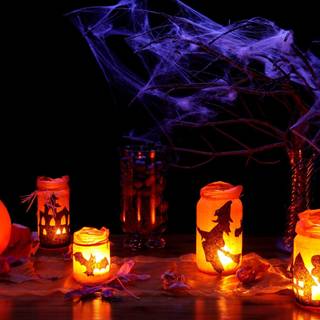 Purple and red Halloween wallpaper