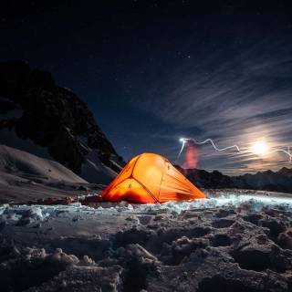 Winter camping wallpaper