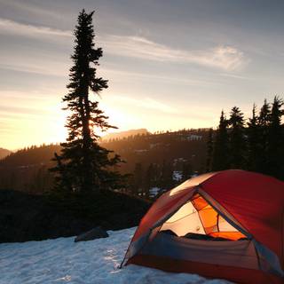 Winter camping wallpaper