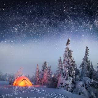 Winter camping wallpaper