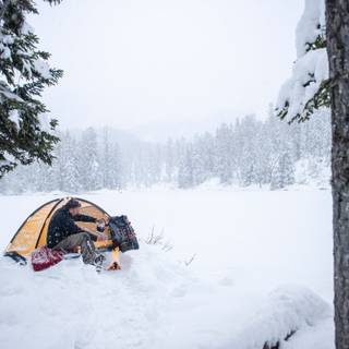 Winter camping wallpaper