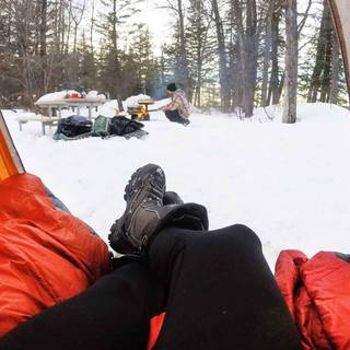 Winter camping wallpaper