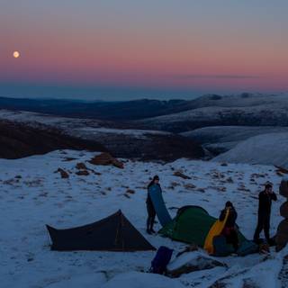 Winter camping wallpaper