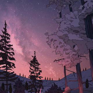 Winter camping wallpaper