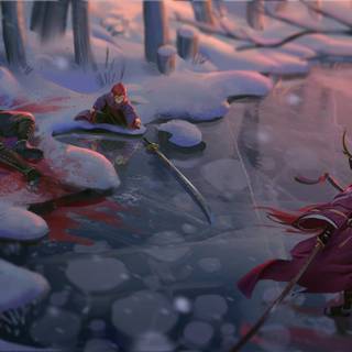 Winter samurai wallpaper