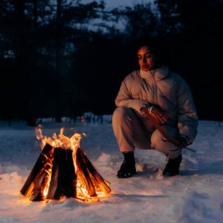Winter camping wallpaper