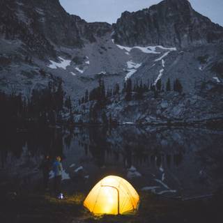 Winter camping wallpaper