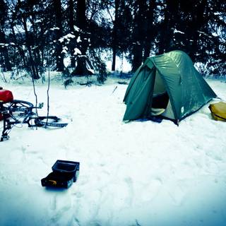 Winter camping wallpaper