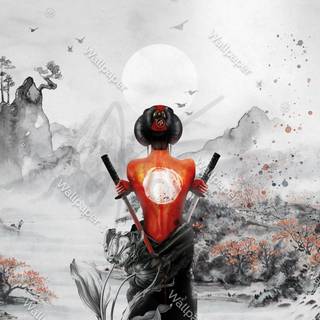 Winter samurai wallpaper