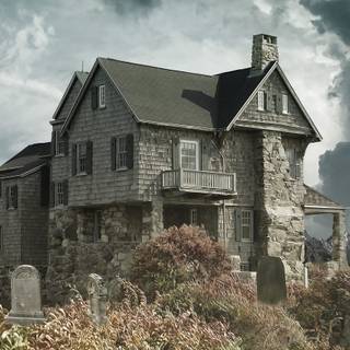 Fantasy Halloween cottage wallpaper