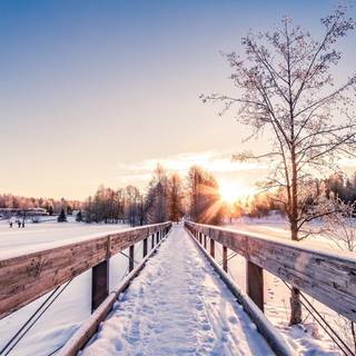 Winter bridge wallpaper