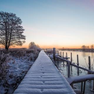 Winter bridge wallpaper