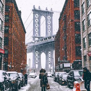 Winter bridge wallpaper