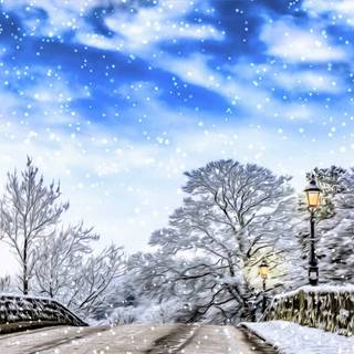 Winter bridge wallpaper