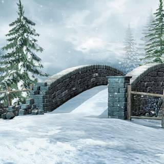 Winter bridge wallpaper