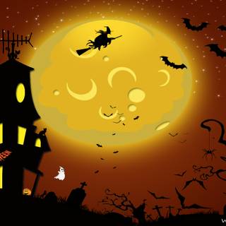 Yellow Halloween laptop wallpaper