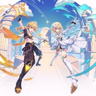 Lumine and Aether wallpaper