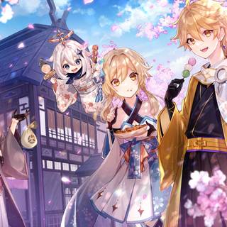 Lumine and Aether wallpaper