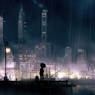 Anime city dark wallpaper
