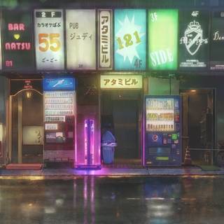 Rainy anime city 4k wallpaper