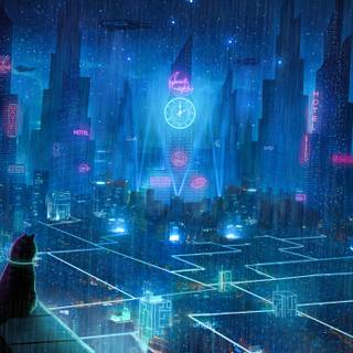 Rainy anime city 4k wallpaper