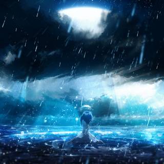 Rainy anime city 4k wallpaper