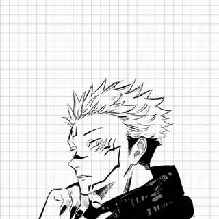 Sukuna black and white wallpaper