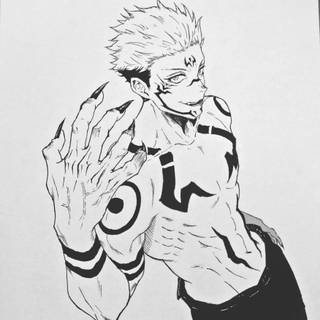 Sukuna black and white wallpaper