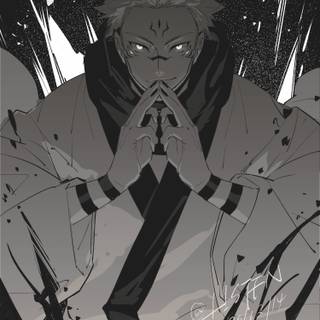 Sukuna black and white wallpaper