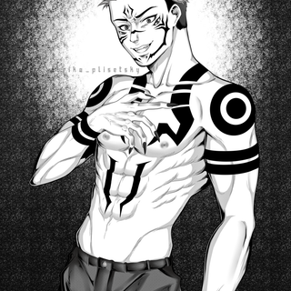 Sukuna black and white wallpaper