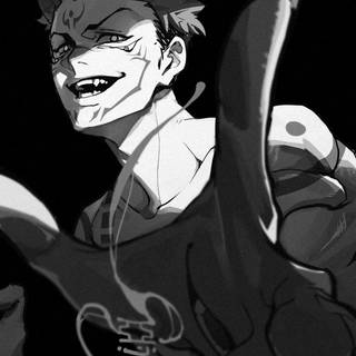 Sukuna black and white wallpaper