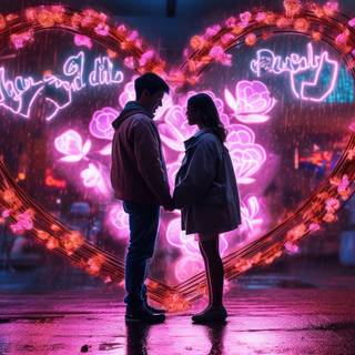Neon love 4k wallpaper