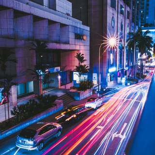 Night road 4k wallpaper