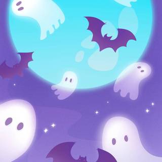 Halloween ghosts phone wallpaper