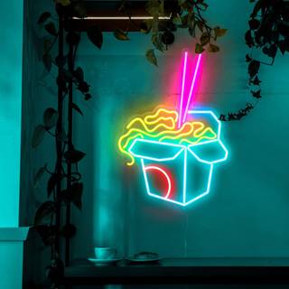 Neon noodle sign wallpaper