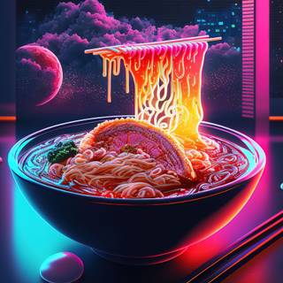 Neon noodle sign wallpaper