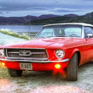 Minimalist red Mustang iPhone wallpaper