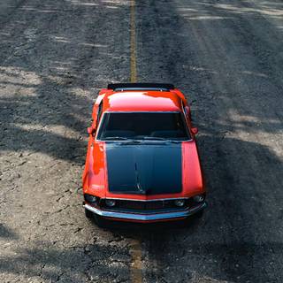 Minimalist red Mustang iPhone wallpaper
