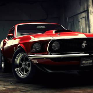 Minimalist red Mustang iPhone wallpaper