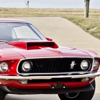 Minimalist red Mustang iPhone wallpaper