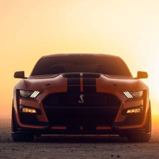 Minimalist red Mustang iPhone wallpaper