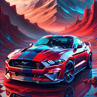 Minimalist red Mustang iPhone wallpaper