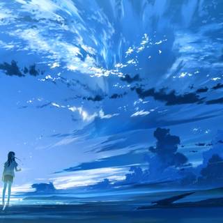 Light blue sky anime wallpaper