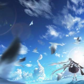 Light blue sky anime wallpaper